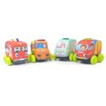 Soft Vehicles Pullback Car - Baby Cartoon Cloth Car - 1PC Assorted Design