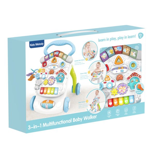 3-in-1 Multifunctional Baby Walker with Microphone - Battery Mode - Assorted Color