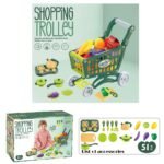 Play and Learn Shopping Trolley Set - 51-Piece Accessories - Simulate Real Fruits and Vegetables - for Ages 3 and Up - Image 3