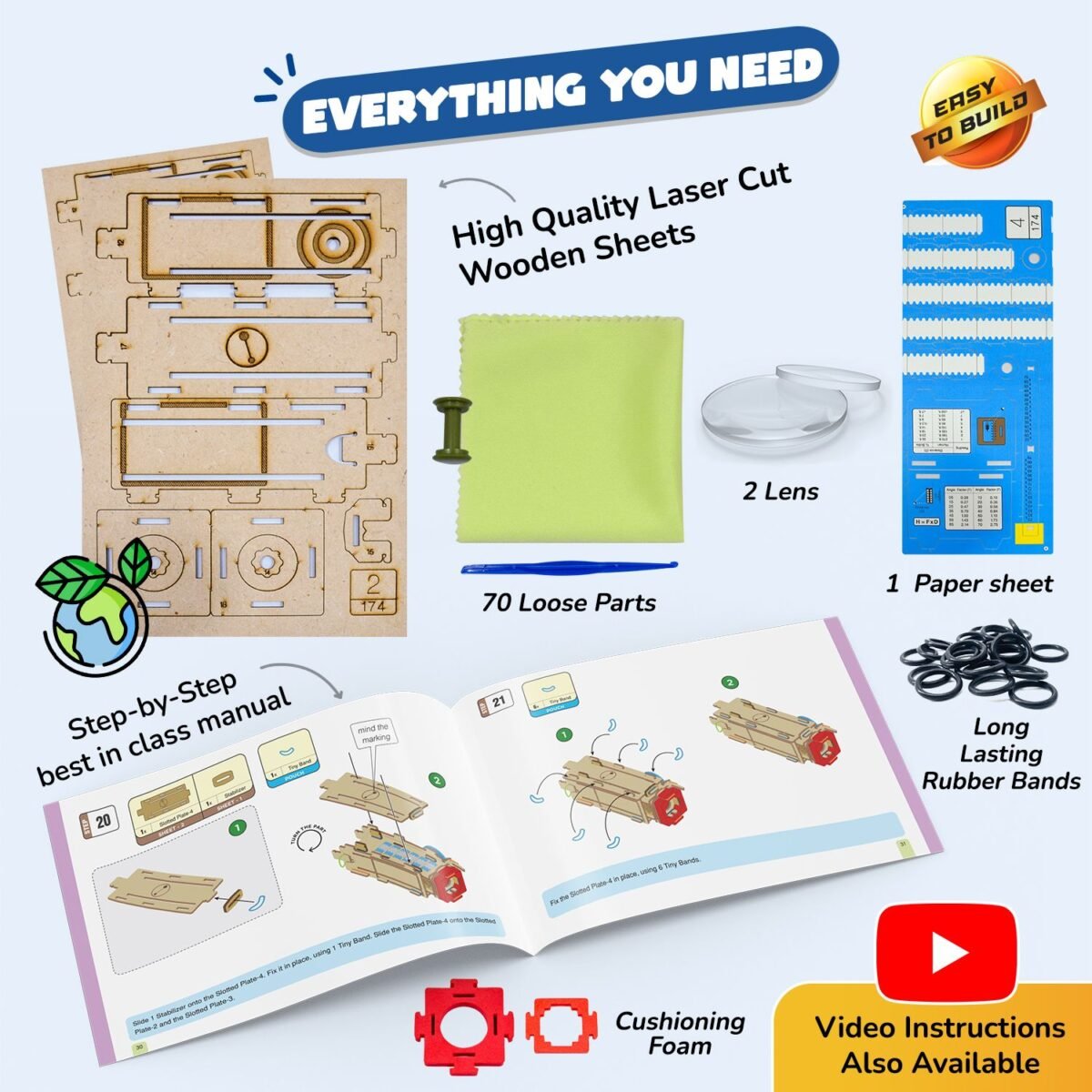 SMARTIVITY Pirate's Telescope DIY STEM Kit | Build-Your-Own Collapsible Telescope for Kids Ages 6+ | 8x Magnification - Image 3