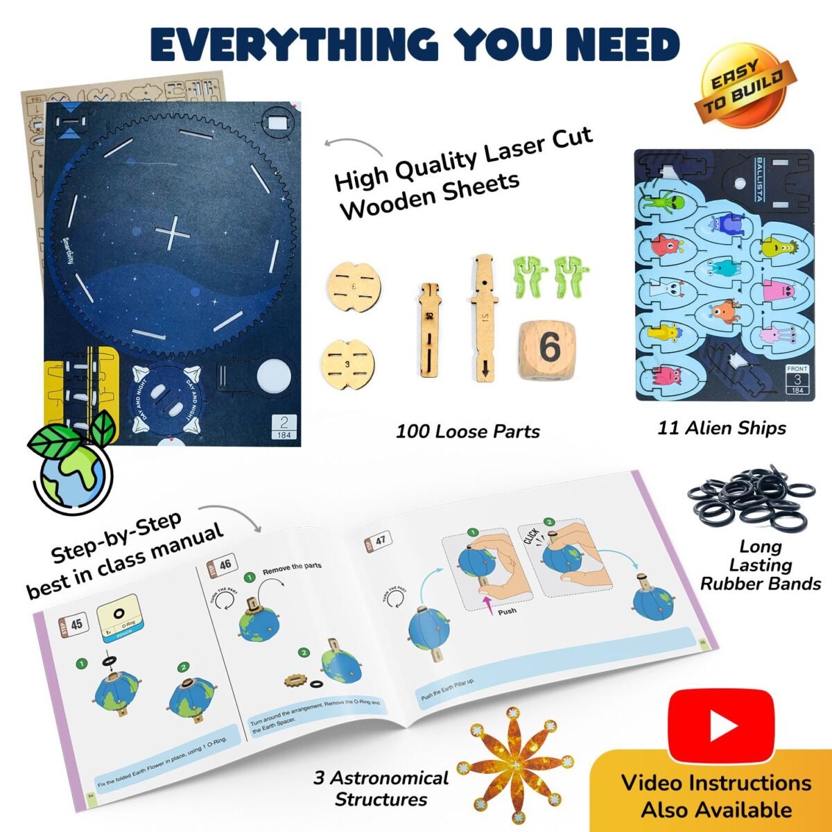 SMARTIVITY Earth, Sun, Moon STEM Kit | Build a Solar System Model with Alien Blaster Game for Kids Ages 6+ - Image 2