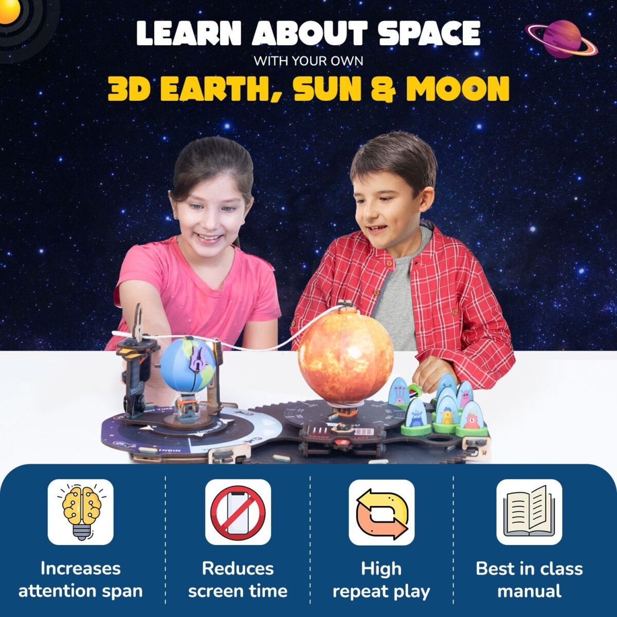 SMARTIVITY Earth, Sun, Moon STEM Kit | Build a Solar System Model with Alien Blaster Game for Kids Ages 6+ - Image 6