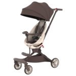 Baobaohao V18 Foldable Trolley Stroller – Caramel Milk Tea | 360° Rotating Seat, UV Sunshade - Image 2