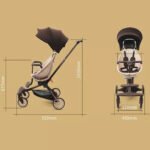 Baobaohao V18 Foldable Trolley Stroller – Caramel Milk Tea | 360° Rotating Seat, UV Sunshade - Image 8