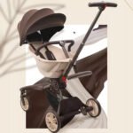Baobaohao V18 Foldable Trolley Stroller – Caramel Milk Tea | 360° Rotating Seat, UV Sunshade - Image 6