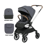Kidilo Stroller with Bag & Foot Cover (Double-Sided Handle and 360-Degree Wheels) - Dark Grey - Image 3