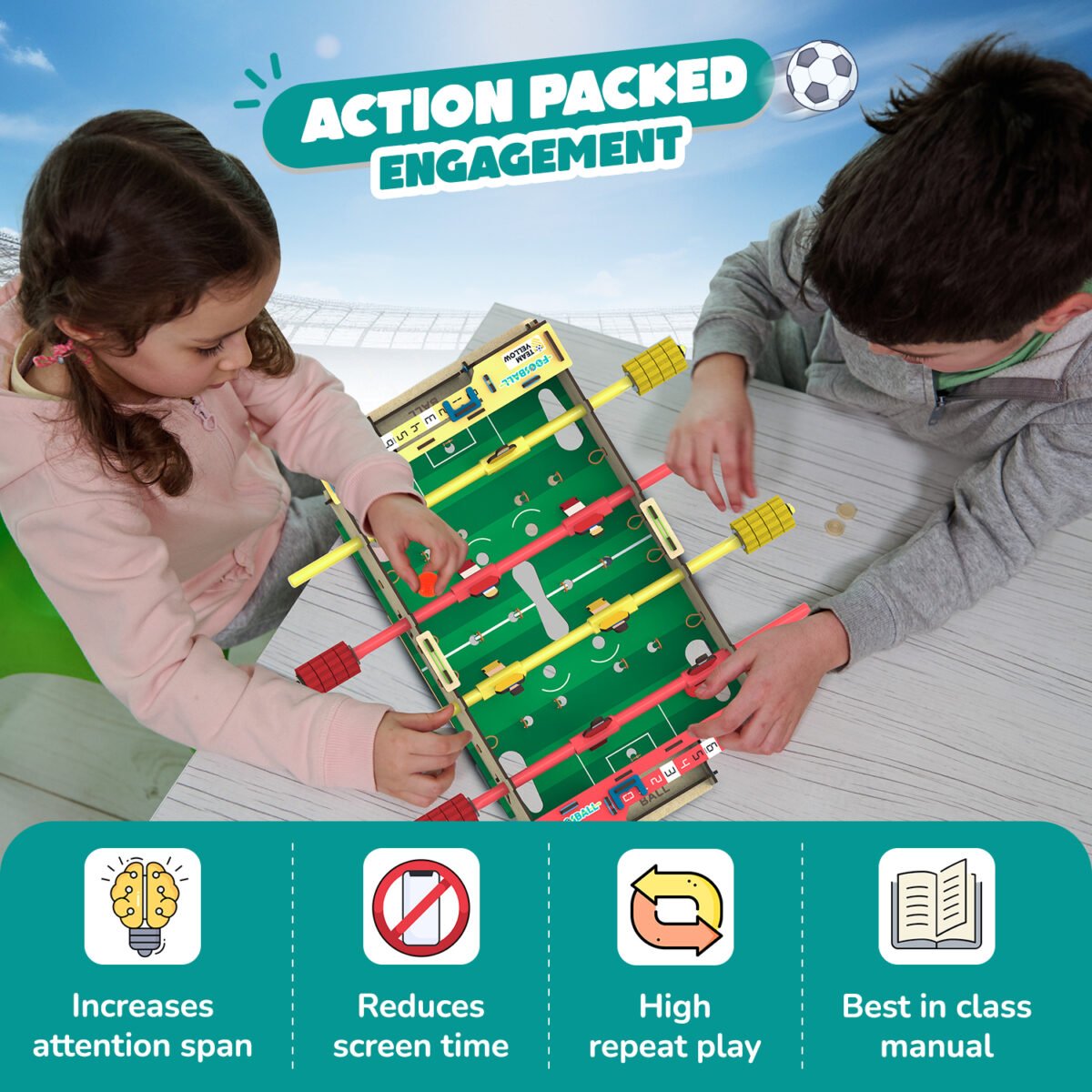SMARTIVITY Foosball | DIY Tabletop Soccer Kit for Kids Ages 6-14 | STEM Learning, Sustainable Wood, Screen-Free Play - Image 5