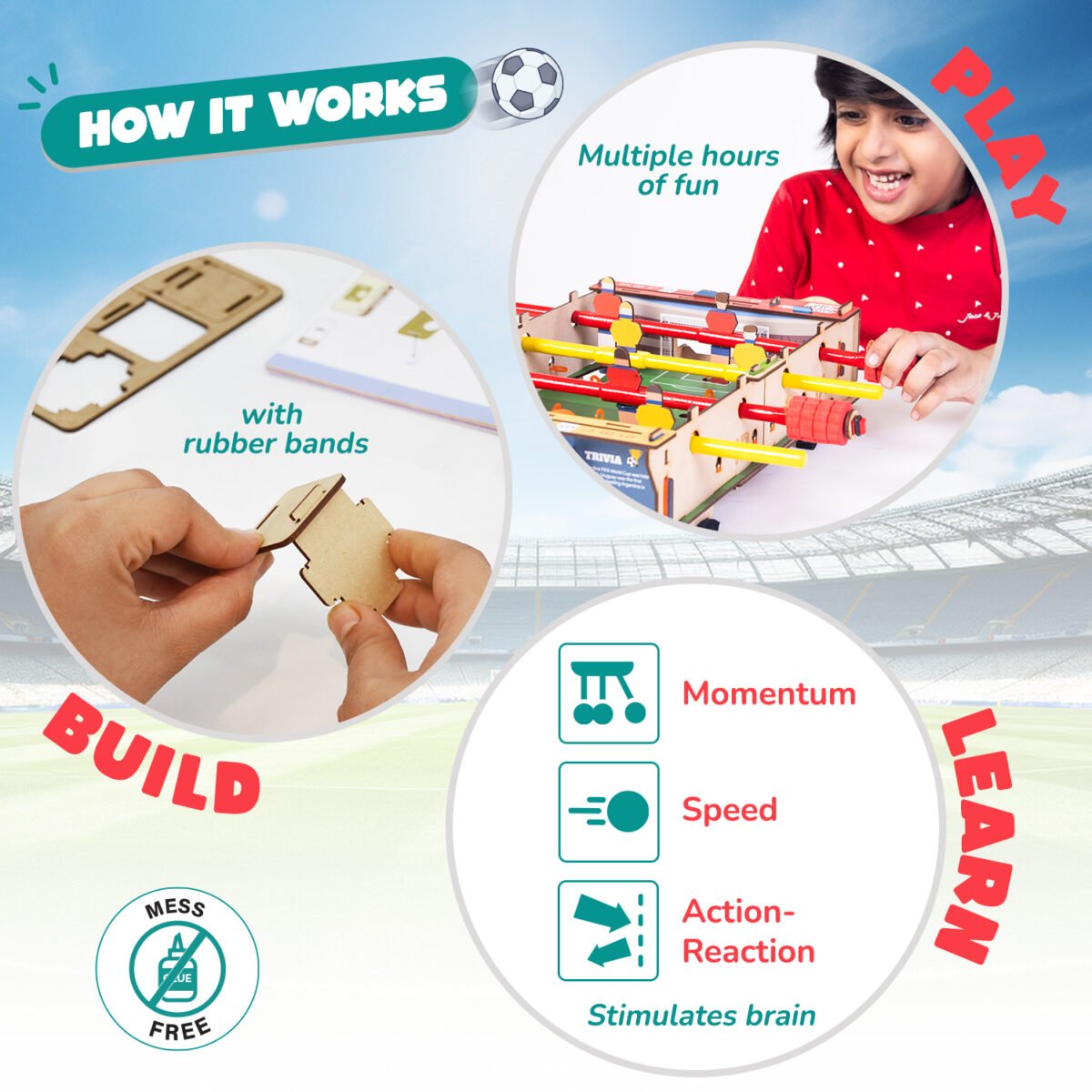 SMARTIVITY Foosball | DIY Tabletop Soccer Kit for Kids Ages 6-14 | STEM Learning, Sustainable Wood, Screen-Free Play - Image 3