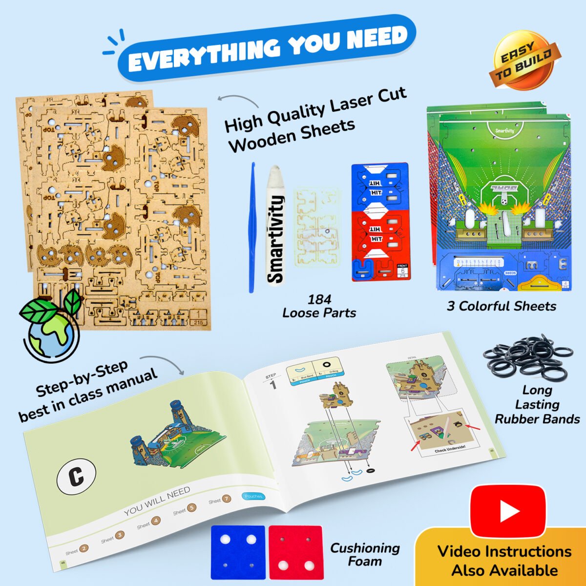 SMARTIVITY Mini Football | DIY Tabletop Soccer Game for Kids Ages 6-14 | STEM Learning | Safe, Eco-Friendly, Screen-Free Play - Image 4