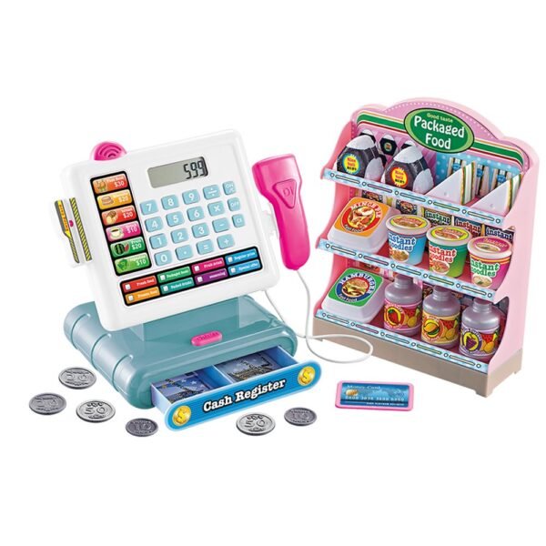 Cash Register Playset - 20 Accessories for Supermarket Cashier Experience, Ages 3+