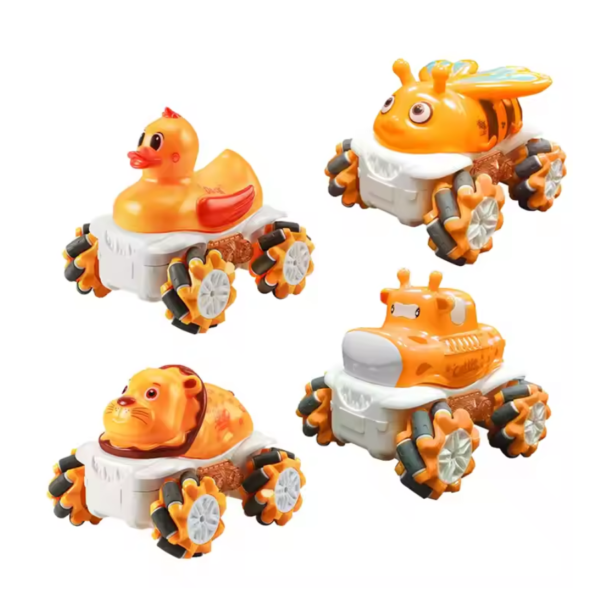 1:36 2.4G Anti-frequency Nine Pass Light Vinyl Cartoon Side-shift Stunt Car Yellow Color - 1PC Style May Vary