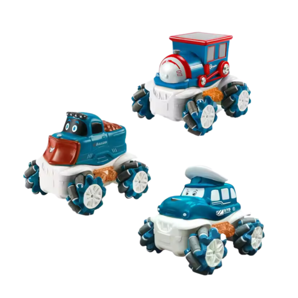 1:36 2.5G Anti-frequency Nine Pass Light Vinyl Cartoon Side-shift Stunt Car Bark Blue Color- 1PC Style May Vary