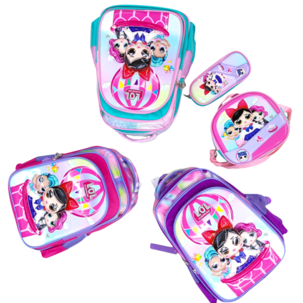 16 inch -  3D Doll Character Backpack Set