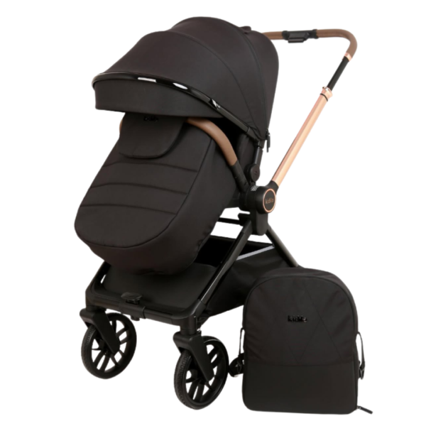 Kidilo Stroller with Bag & Foot Cover (Double-Sided Handle and 360-Degree Wheels) - Black