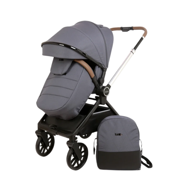 Kidilo Stroller with Bag & Foot Cover (Double-Sided Handle and 360-Degree Wheels) - Dark Grey