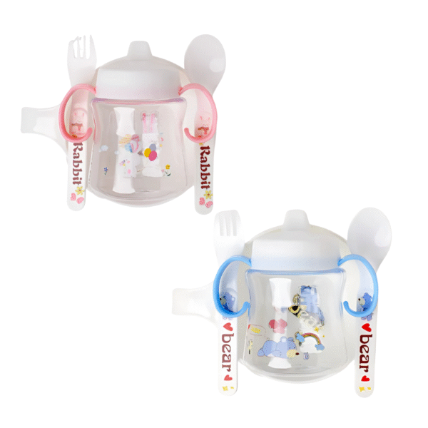 Baby Feeding Set (Bowl with Handle, Bottle, Spoon & Fork)