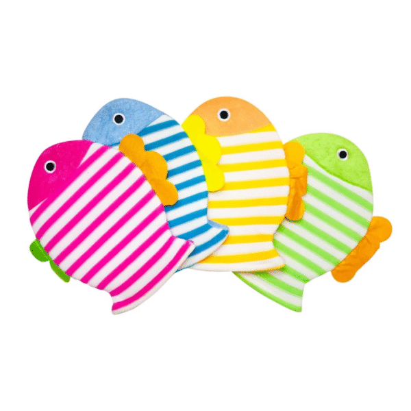 Fish Baby Bath Gloves with Net (Assorted Color)