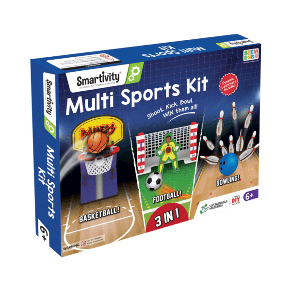 SMARTIVITY Multi Sports Kit | DIY STEM Sports Toy for Kids 6-14 | Shoot Kick Bowl | Eco-Friendly | Lifetime Parts