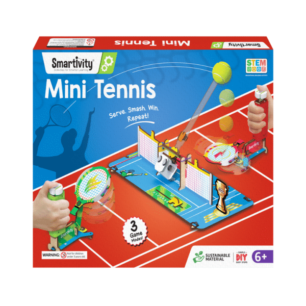 SMARTIVITY Mini Tennis | DIY STEM Tabletop Tennis Game for Kids Ages 6-14 | Build, Play & Learn | Screen-Free Educational Toy | Sustainable Wood